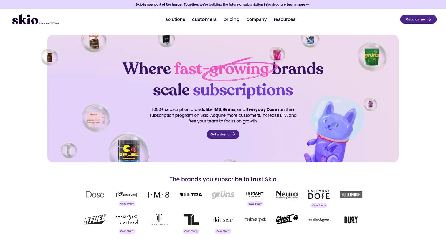 Skio Shopify subscription commerce homepage
