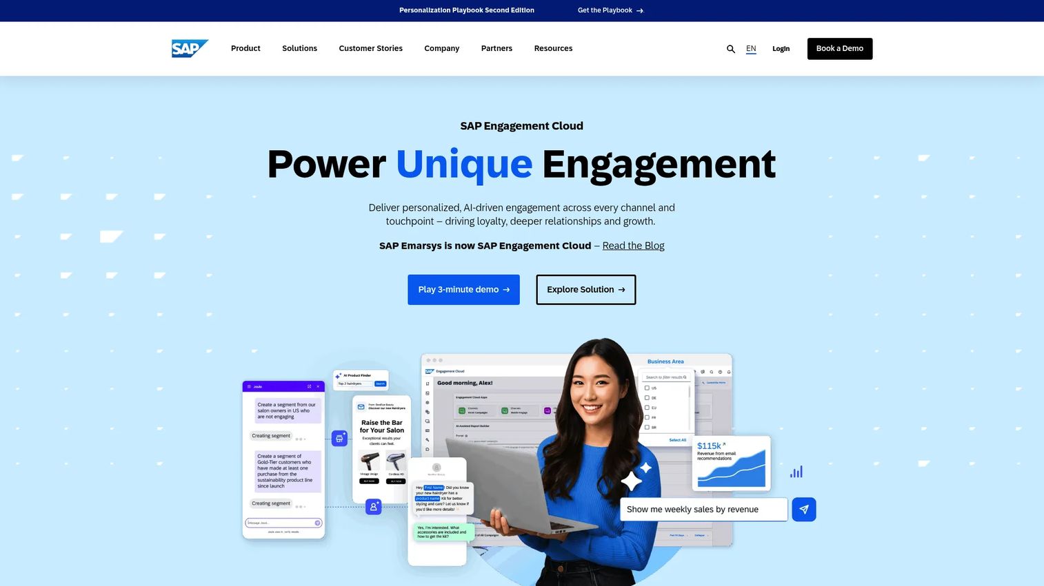 SAP Emarsys homepage screenshot