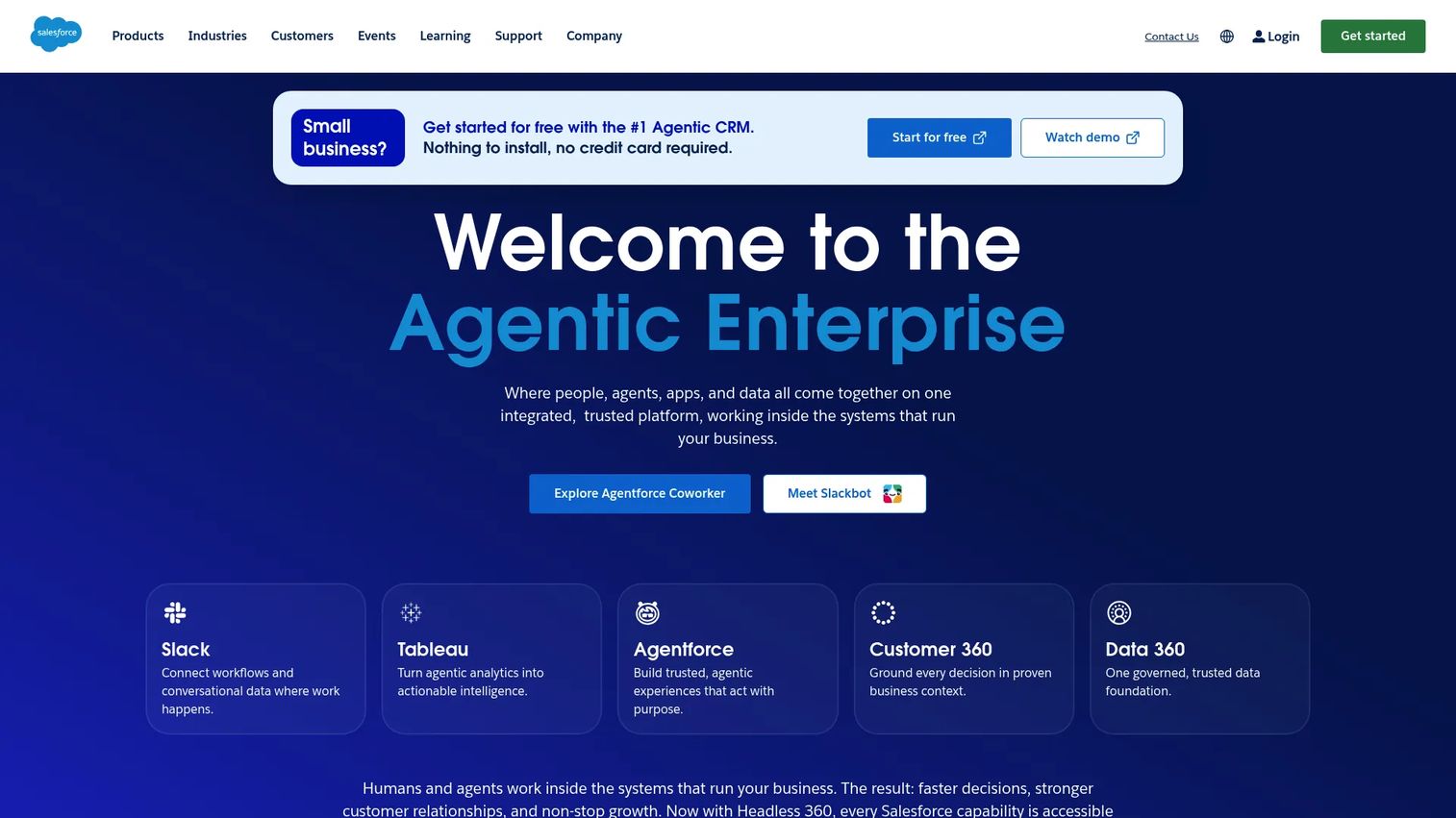 Salesforce homepage screenshot