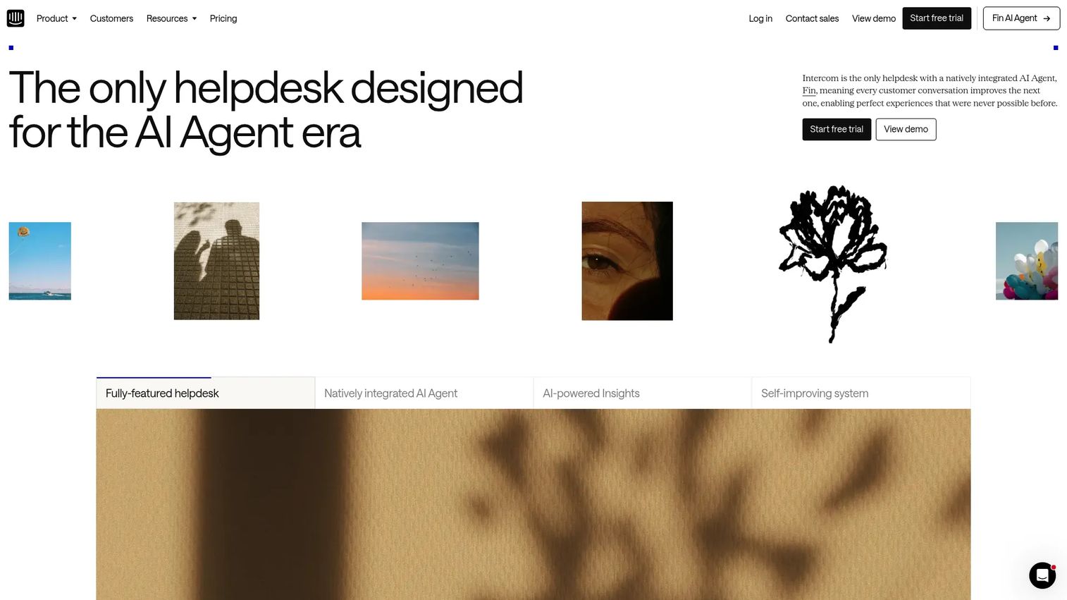 Intercom homepage screenshot