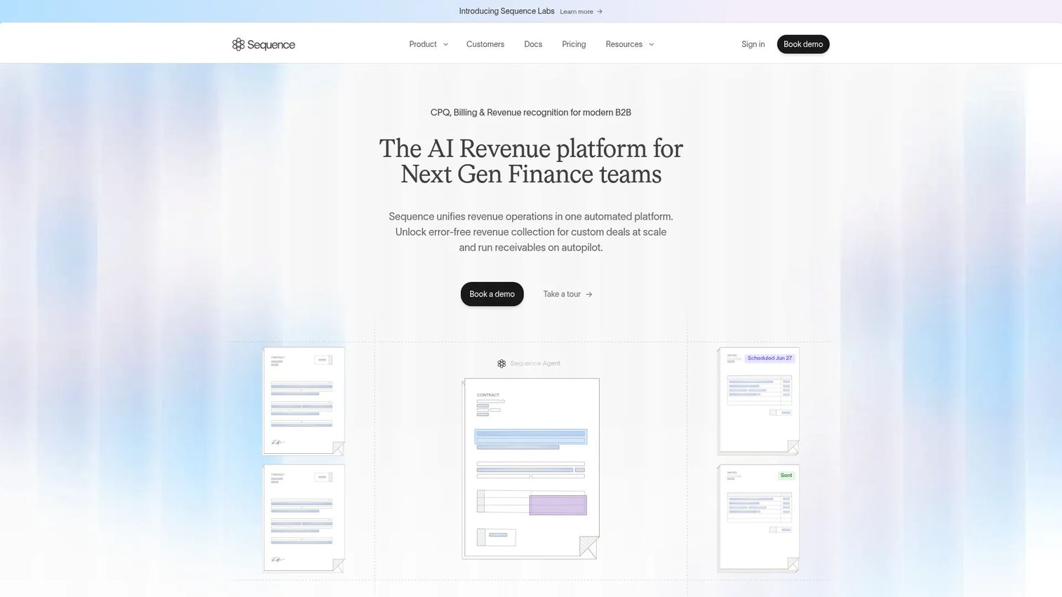 Sequence CPQ, billing, and revenue recognition platform homepage