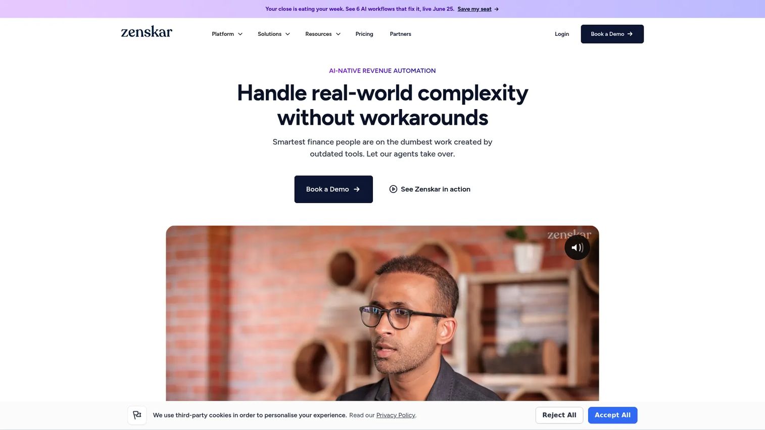 Zenskar AI-native order-to-cash platform homepage