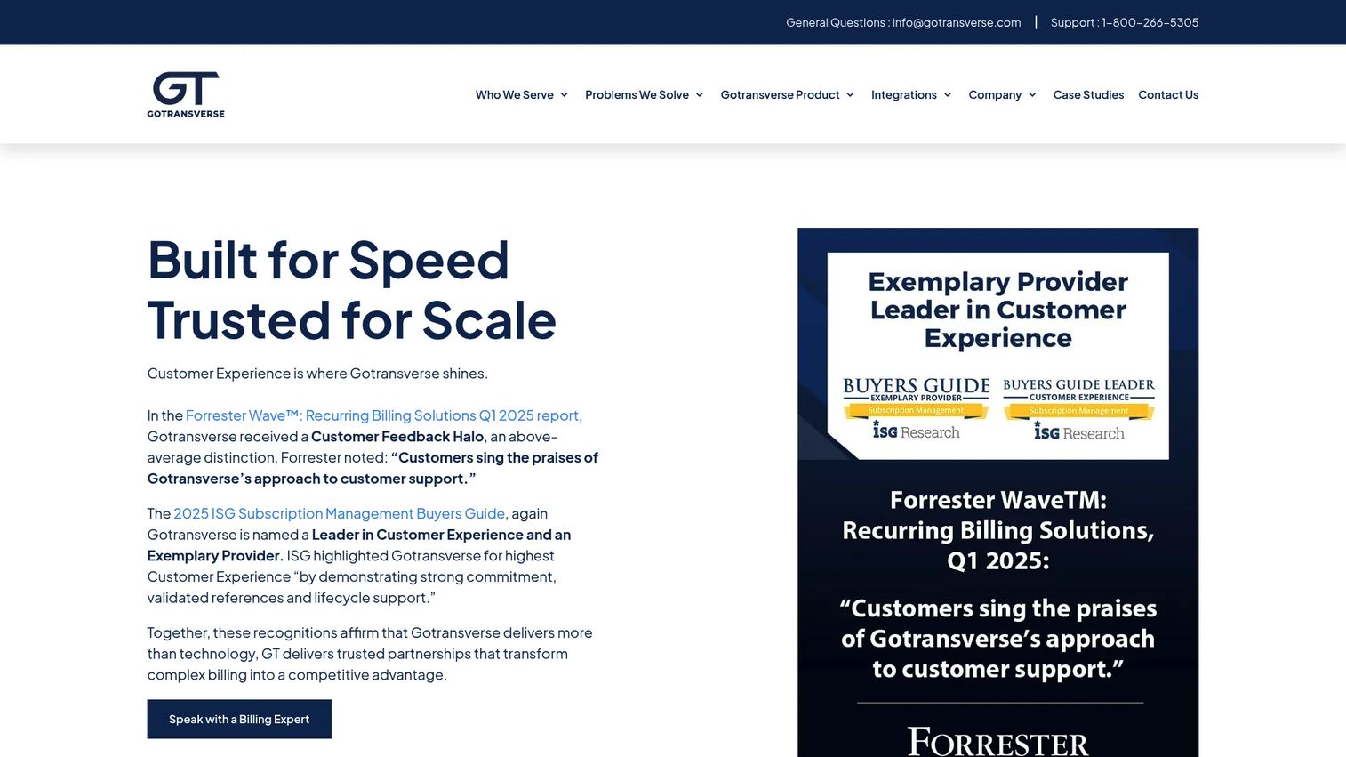Gotransverse enterprise billing and monetization homepage
