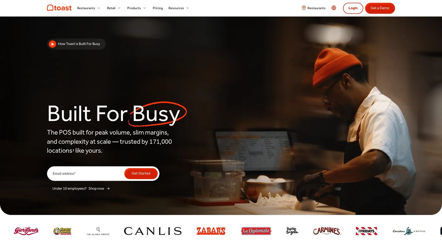 Toast restaurant POS software interface