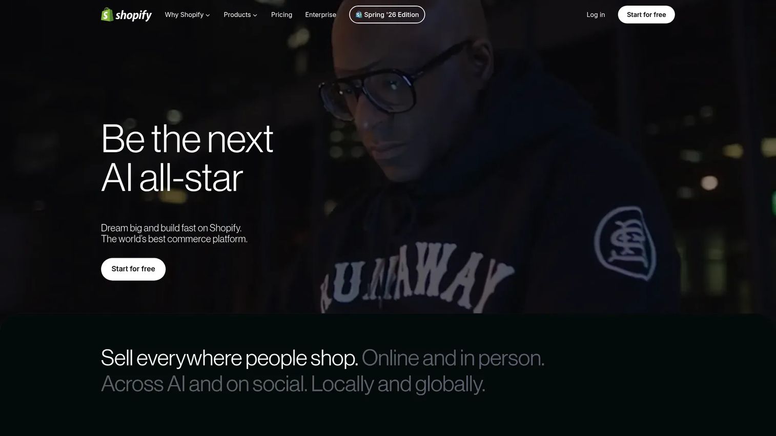 Shopify ecommerce platform homepage
