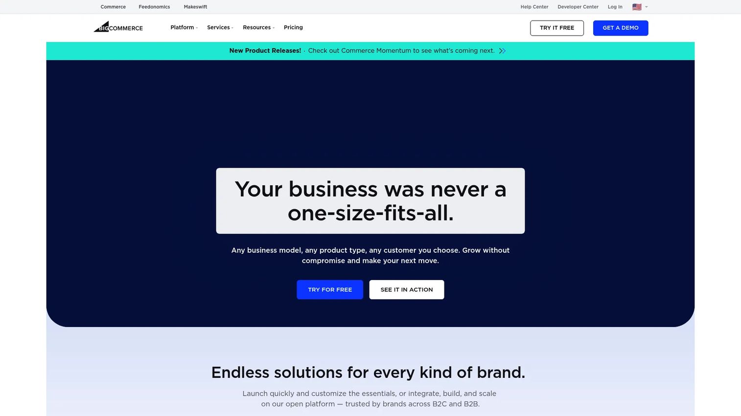 BigCommerce B2B ecommerce platform homepage