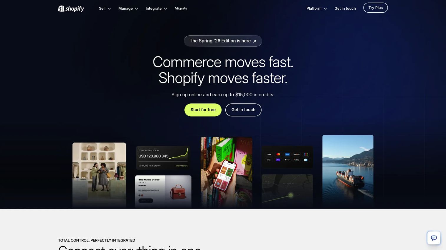 Shopify Plus platform homepage