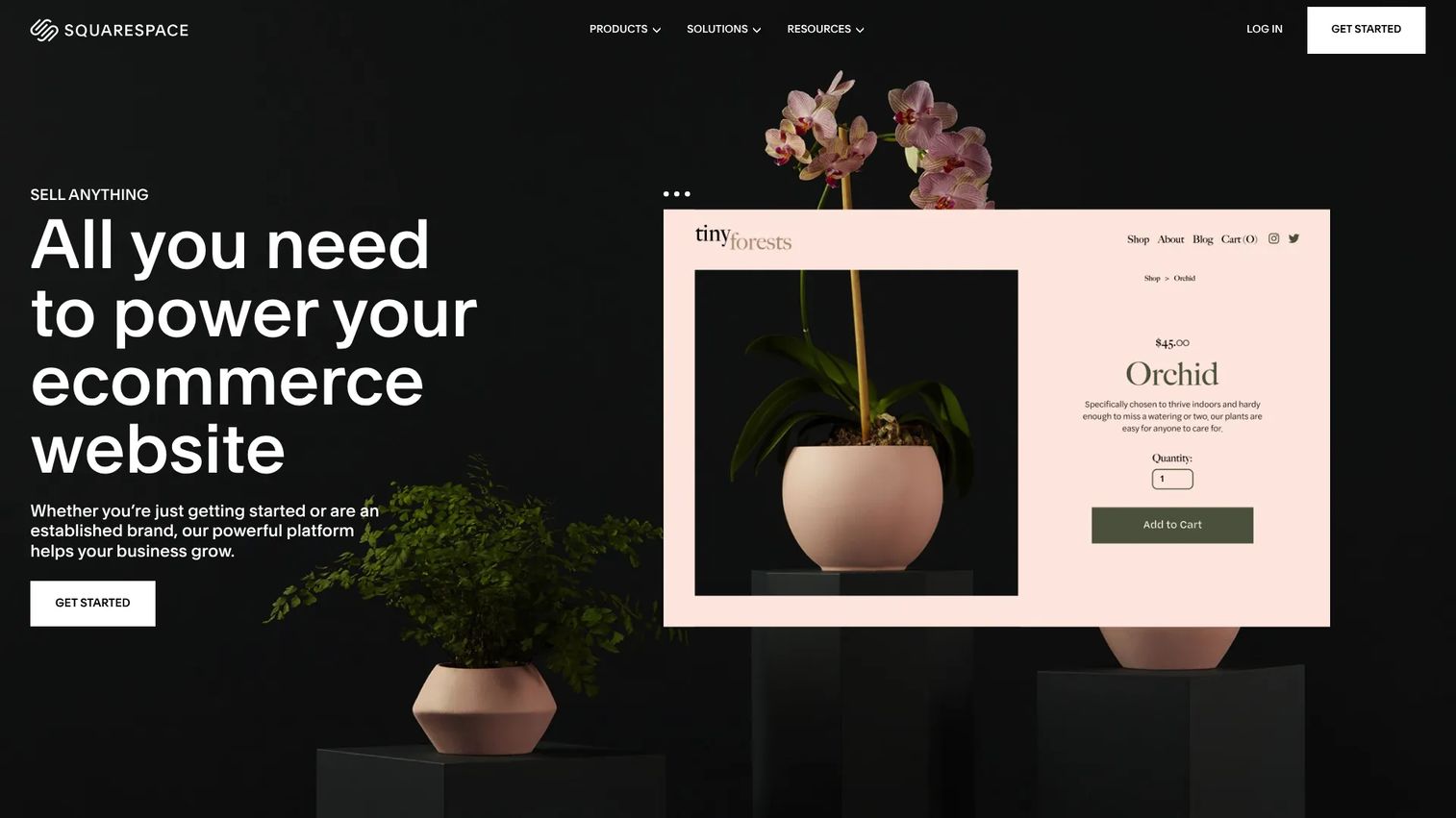 Squarespace Commerce platform homepage