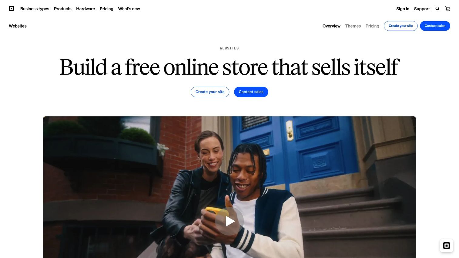 Square Online store builder homepage