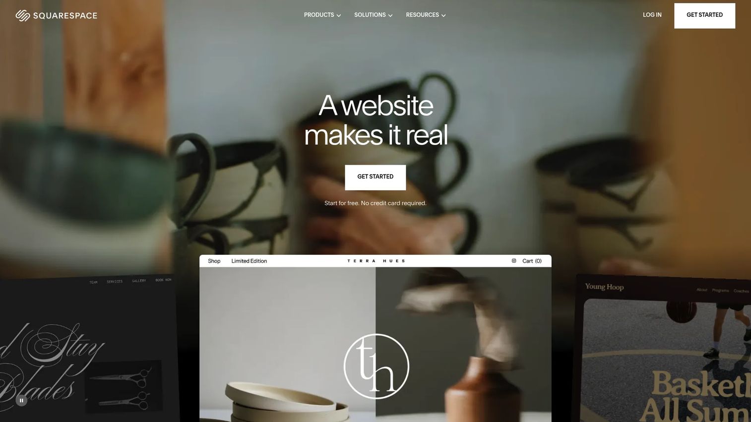 Squarespace website and commerce platform homepage