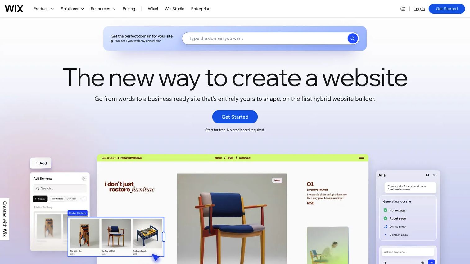 Wix website builder homepage