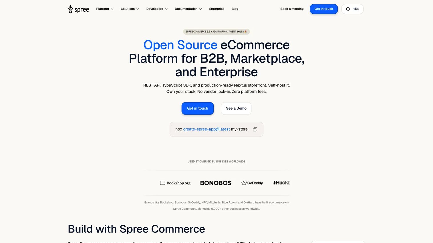 Spree Commerce open source headless ecommerce platform homepage