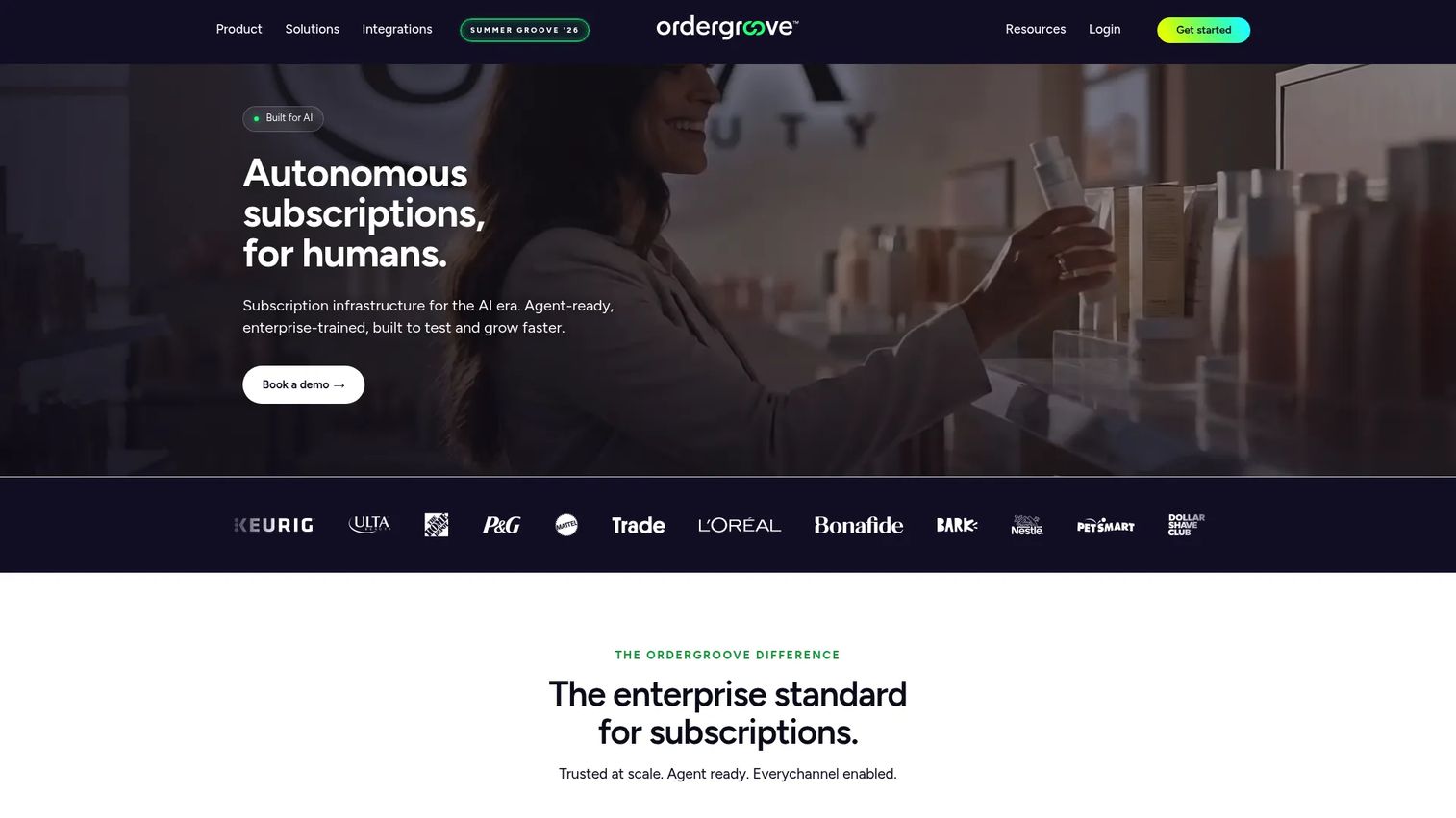 Ordergroove subscription and relationship commerce platform homepage