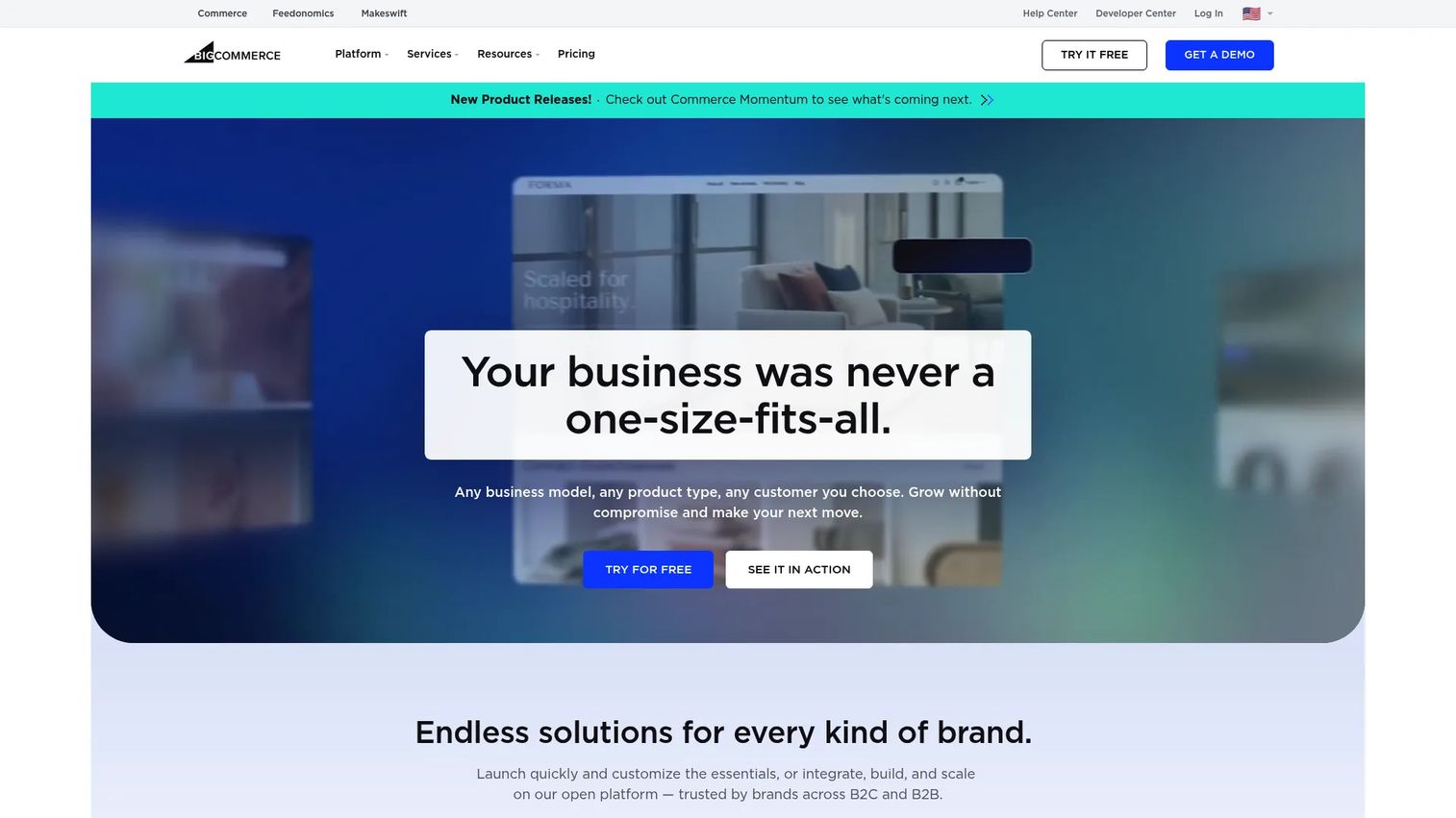 BigCommerce ecommerce platform homepage