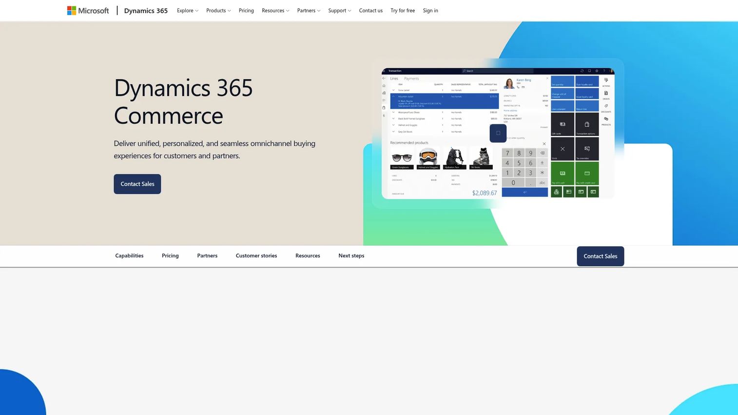 Dynamics 365 Commerce homepage