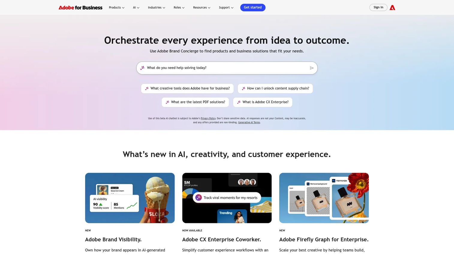 Adobe Commerce homepage