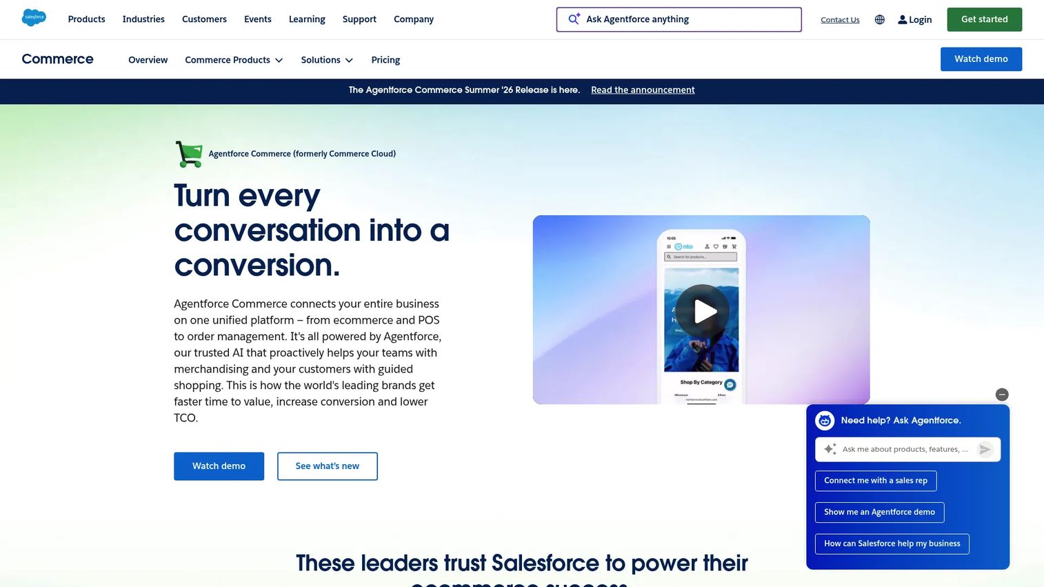 Salesforce Commerce Cloud homepage