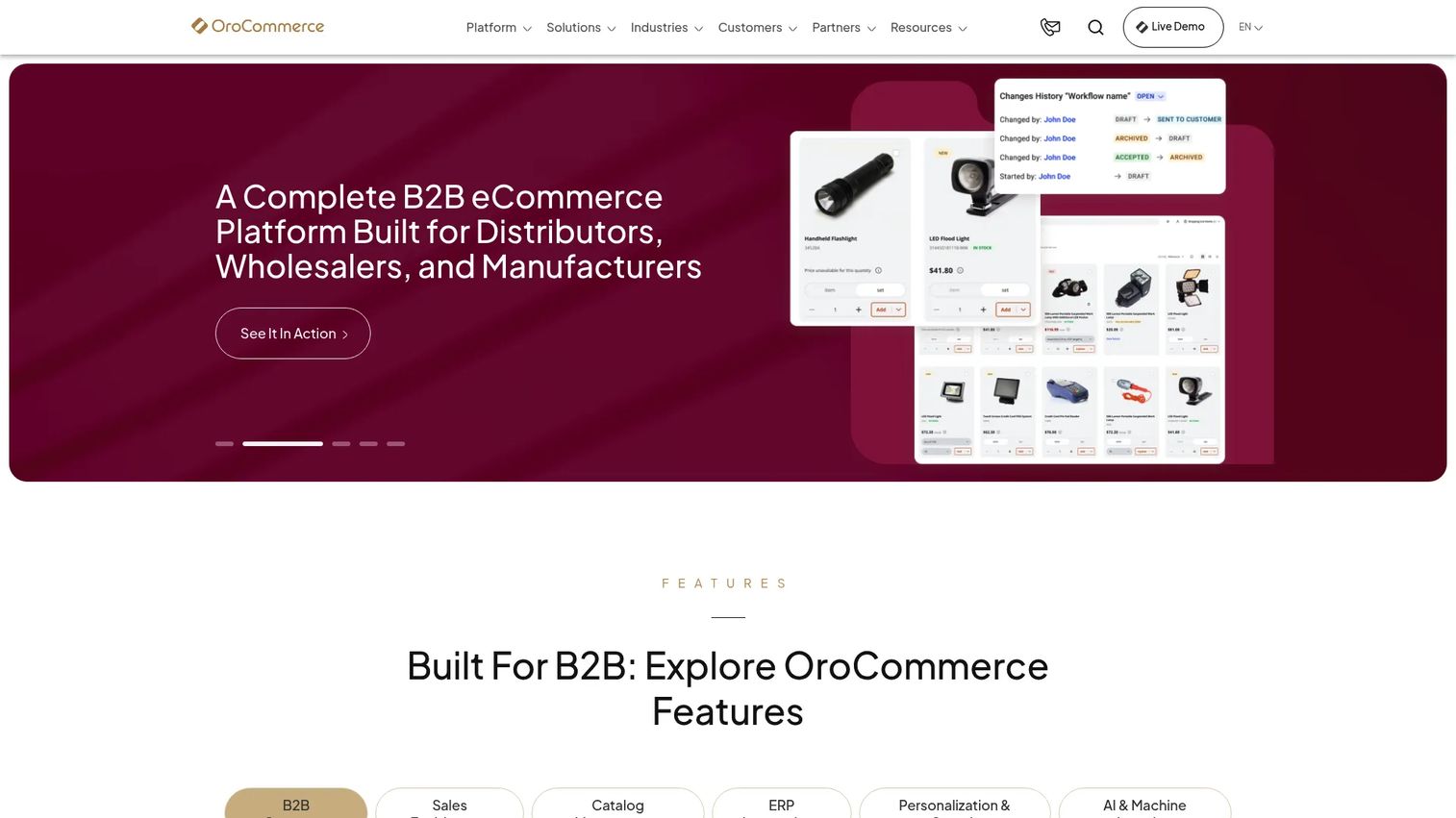 OroCommerce homepage