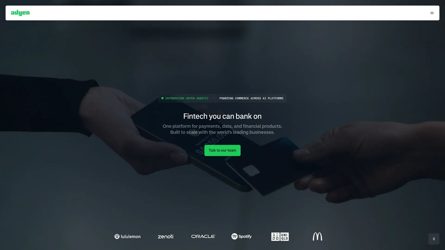 Adyen payments homepage
