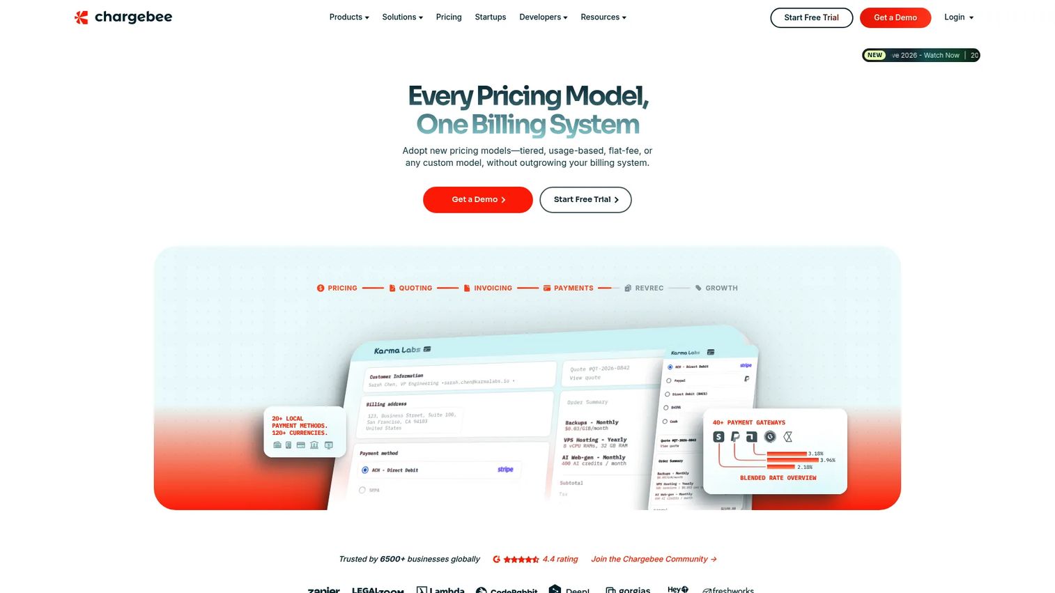 Chargebee subscription billing and recovery platform