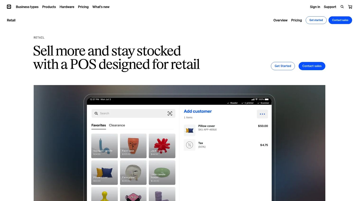 Square for Retail homepage