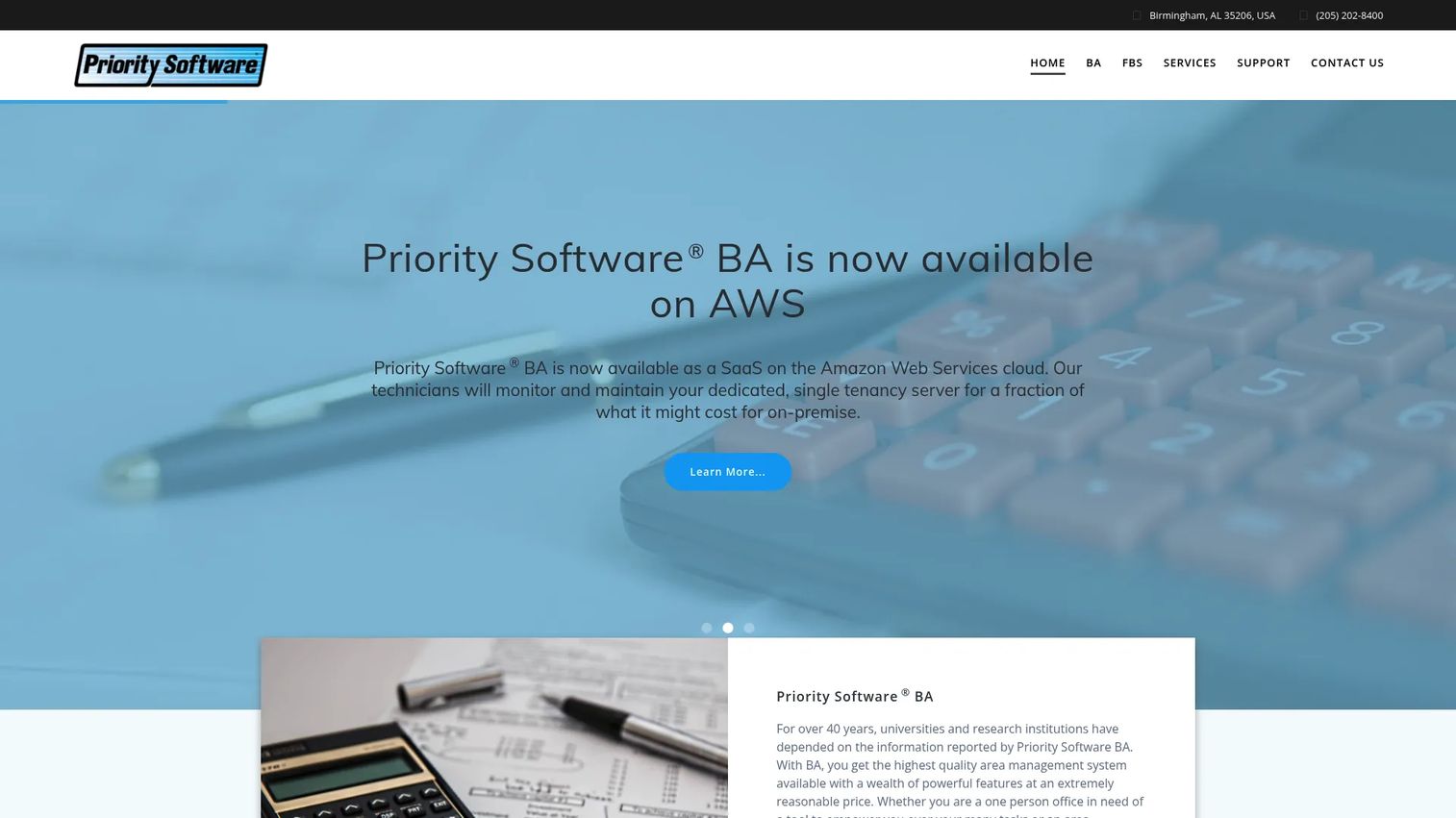 Priority Software homepage