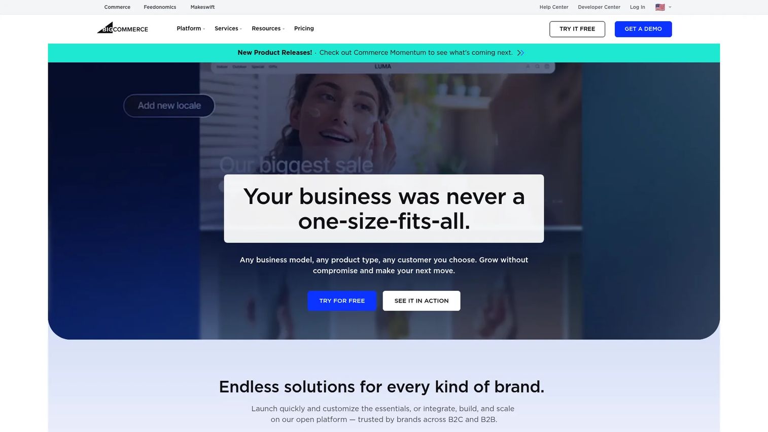 BigCommerce ecommerce platform homepage