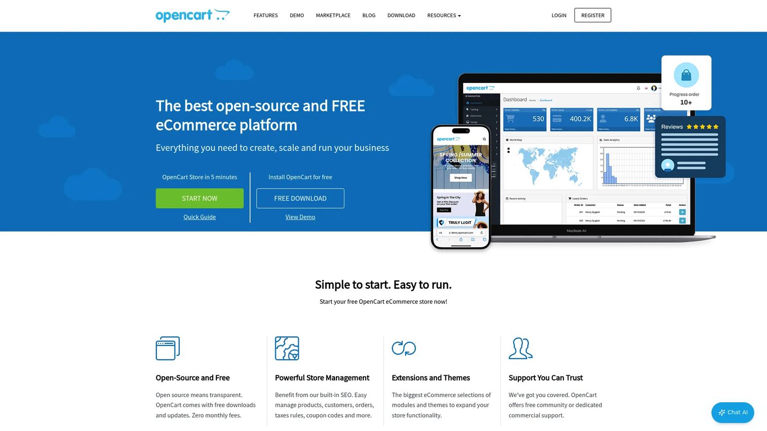 OpenCart ecommerce homepage