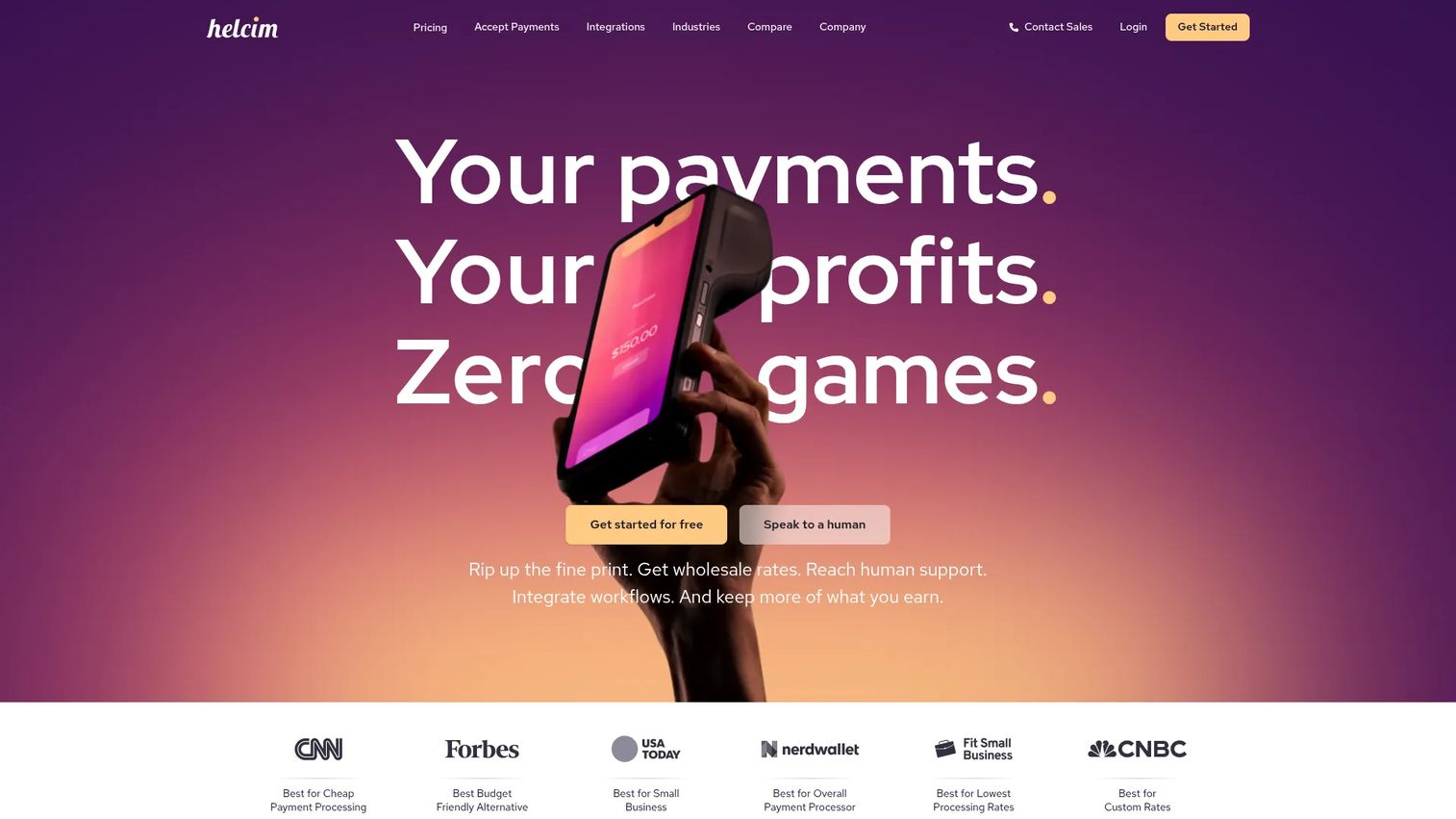 Helcim payment processing homepage