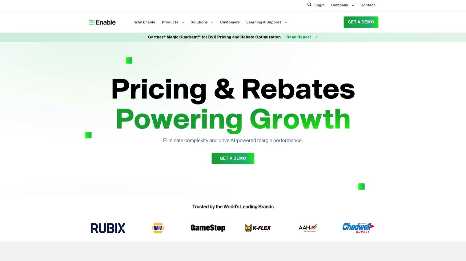 Enable rebate management software homepage screenshot
