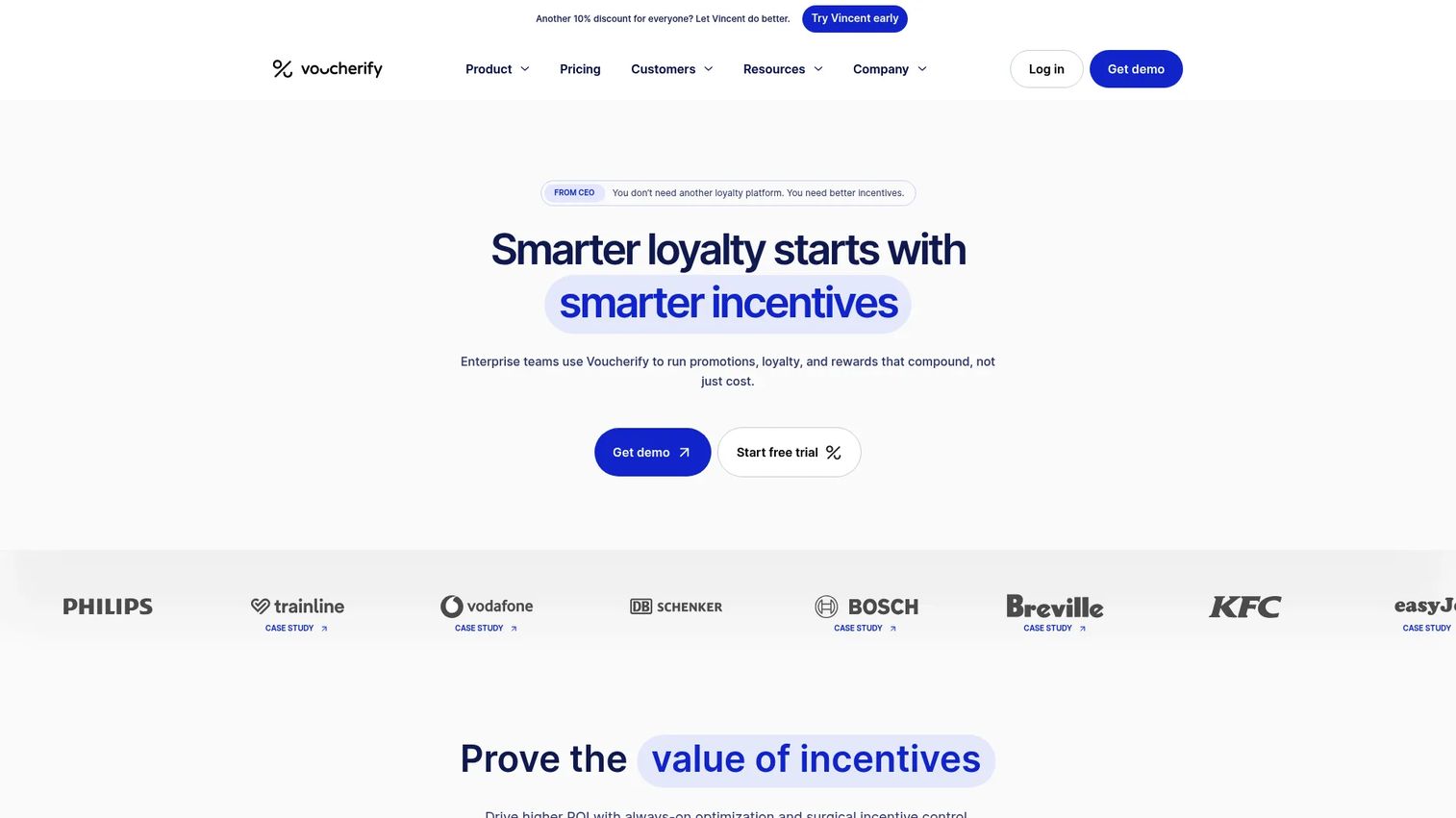 Voucherify API-first incentive platform homepage screenshot
