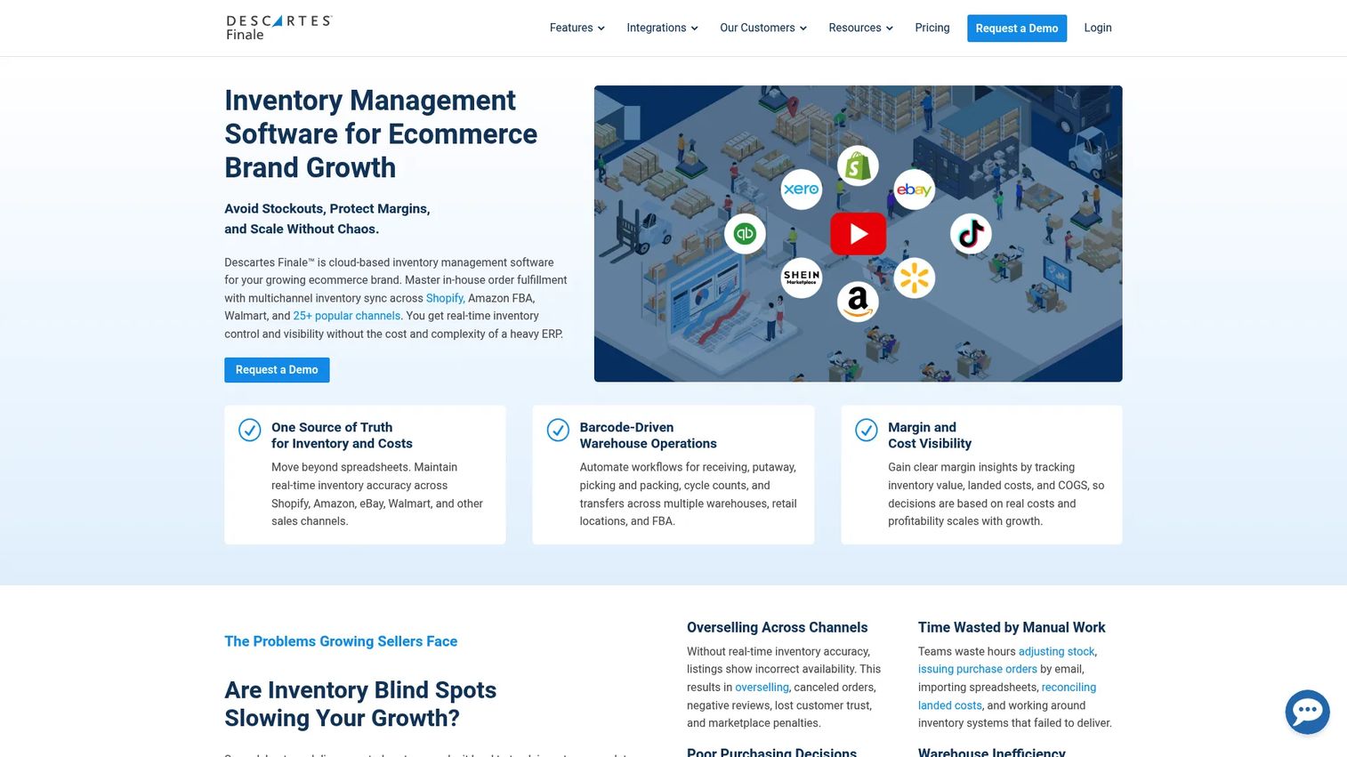 Finale Inventory homepage showing its inventory management software
