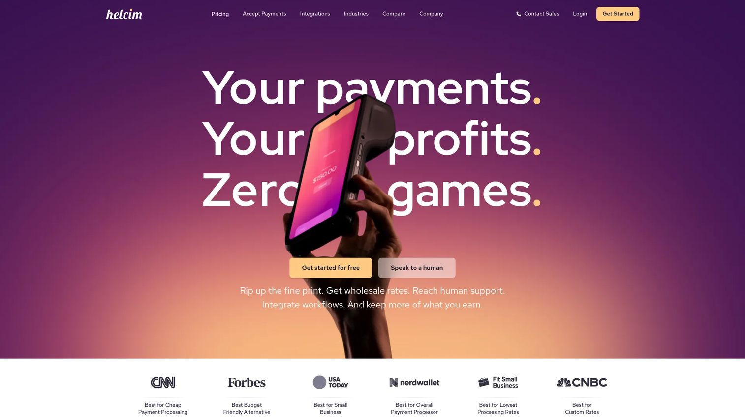 Helcim payment processing software homepage