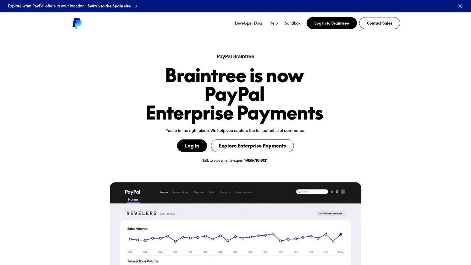 Braintree payment processing software homepage