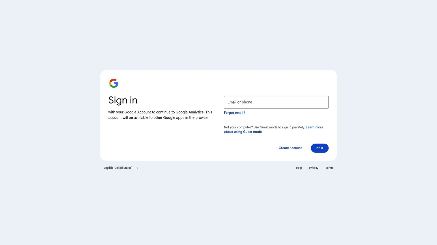 Google Analytics dashboard