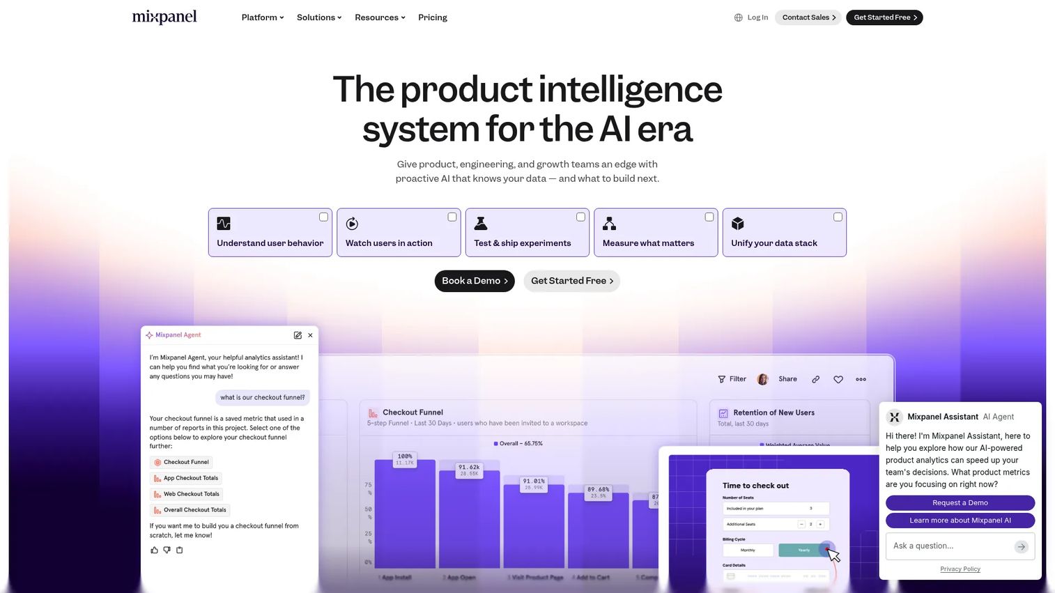 Mixpanel product analytics dashboard