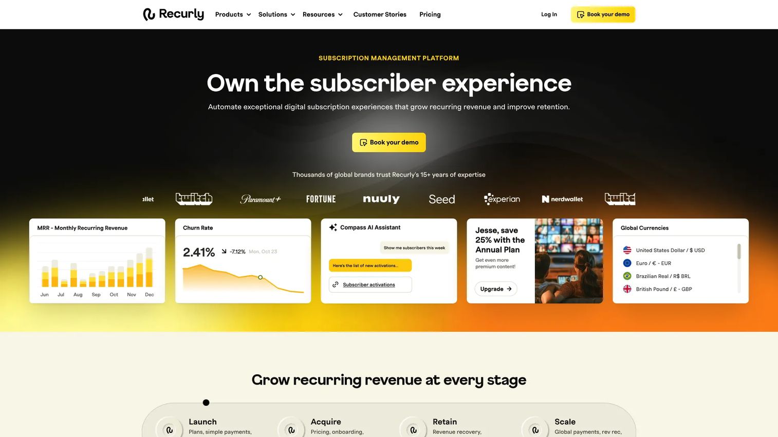 Recurly subscription management and recurring billing platform