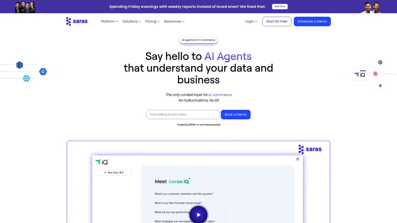 Saras Analytics ecommerce data pipeline and analytics platform