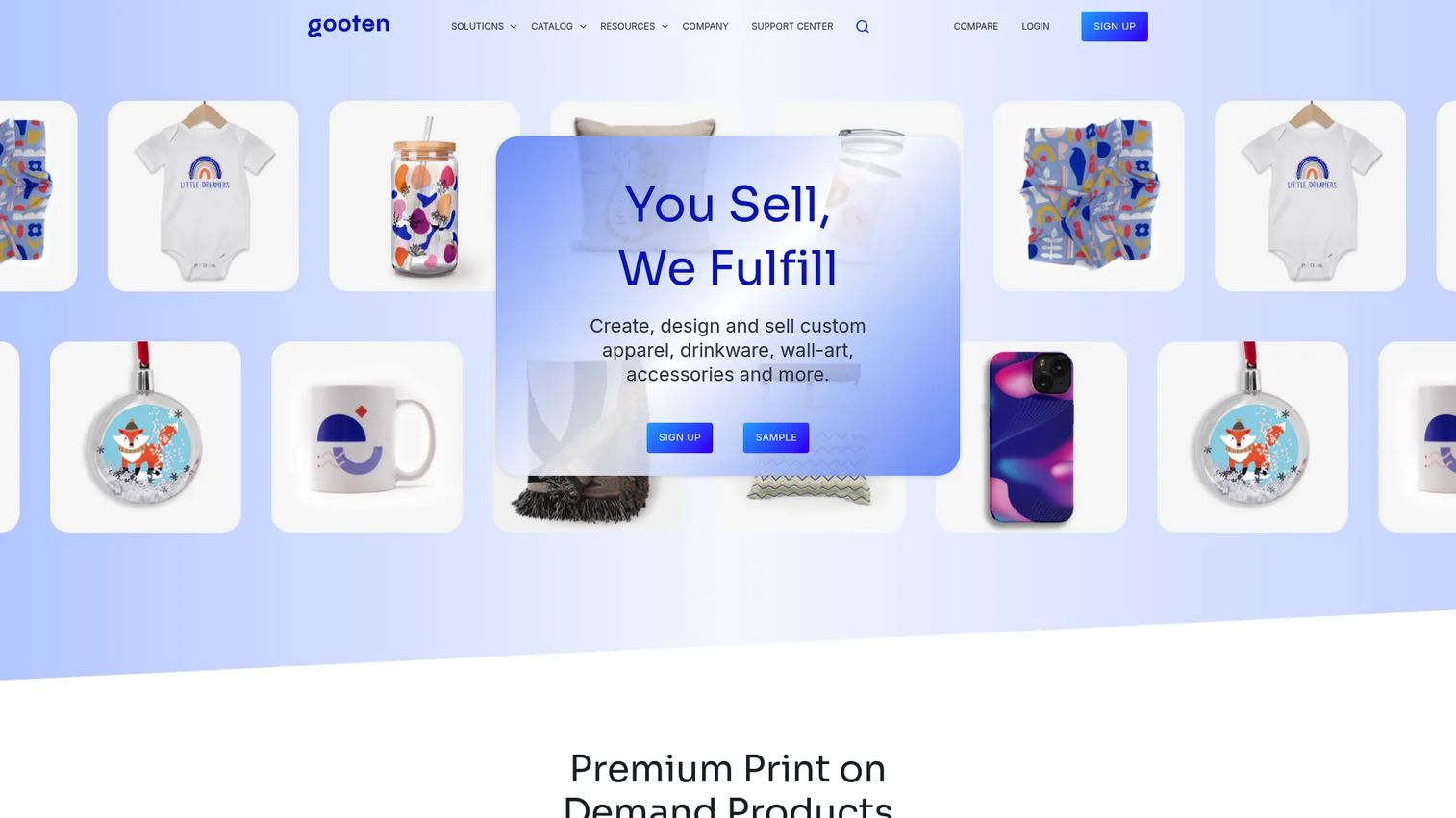 Gooten print on demand fulfillment homepage