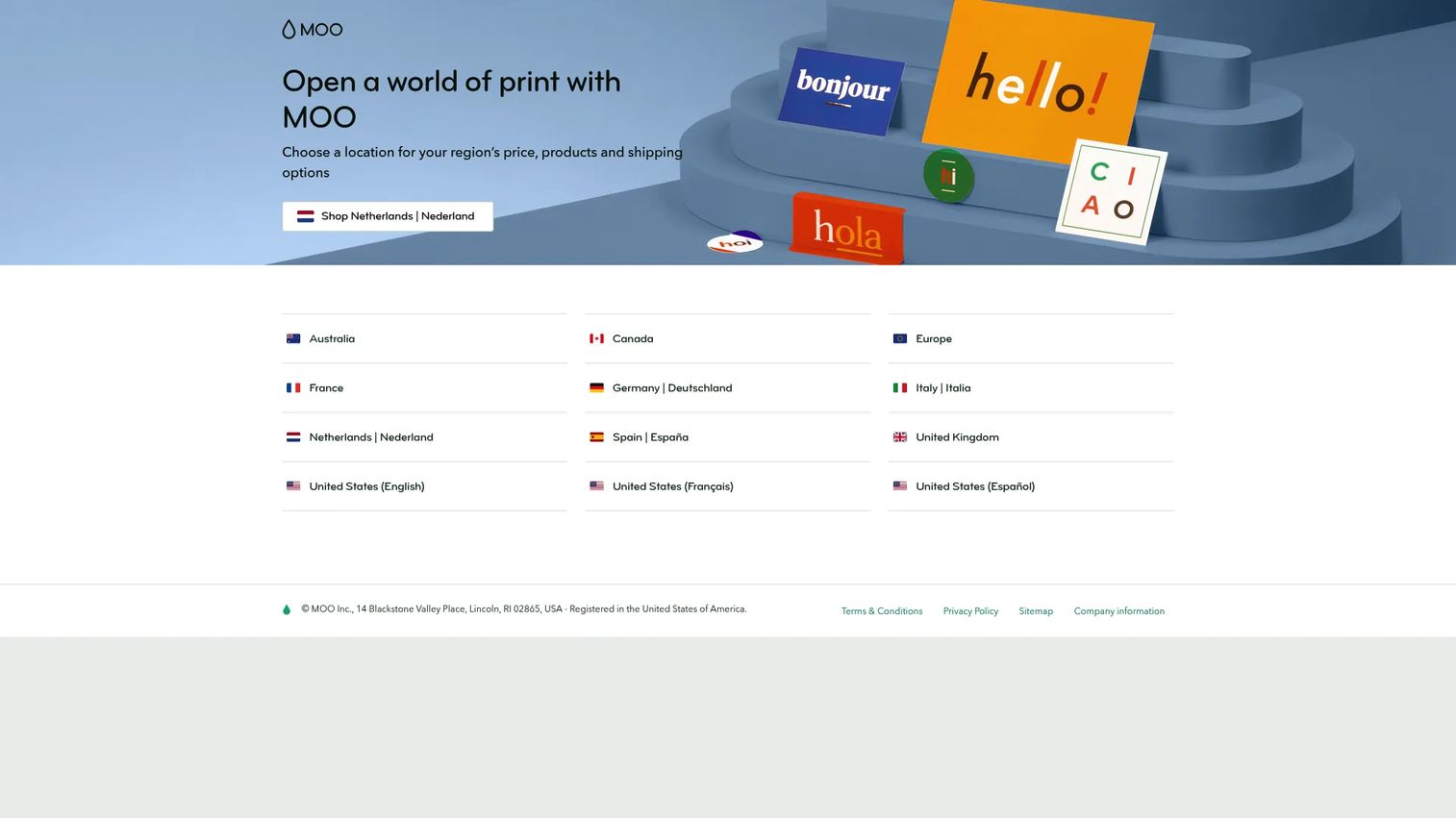 MOO premium print and business cards homepage