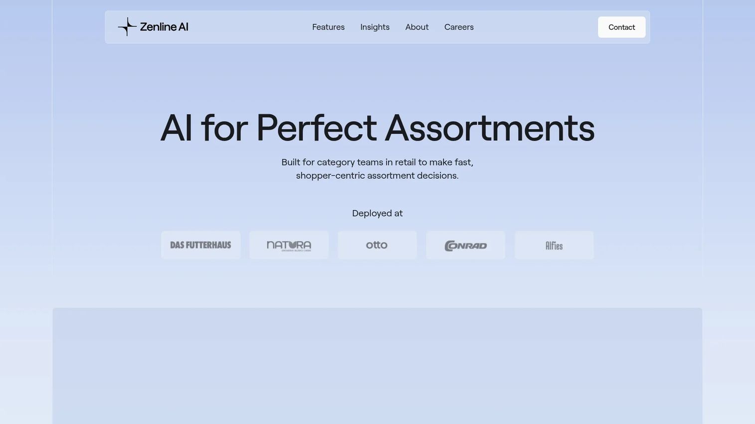 Zenline AI assortment intelligence platform homepage
