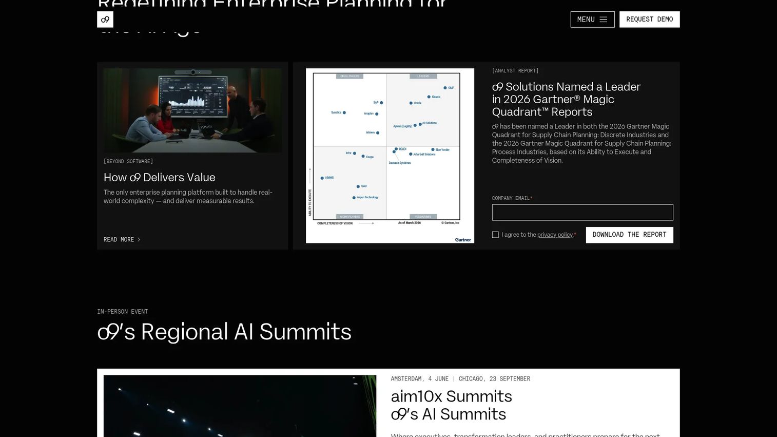 o9 Solutions assortment planning platform homepage