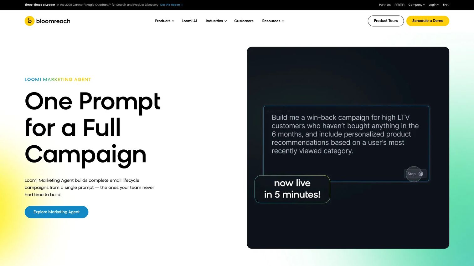 Bloomreach customer experience and search platform homepage