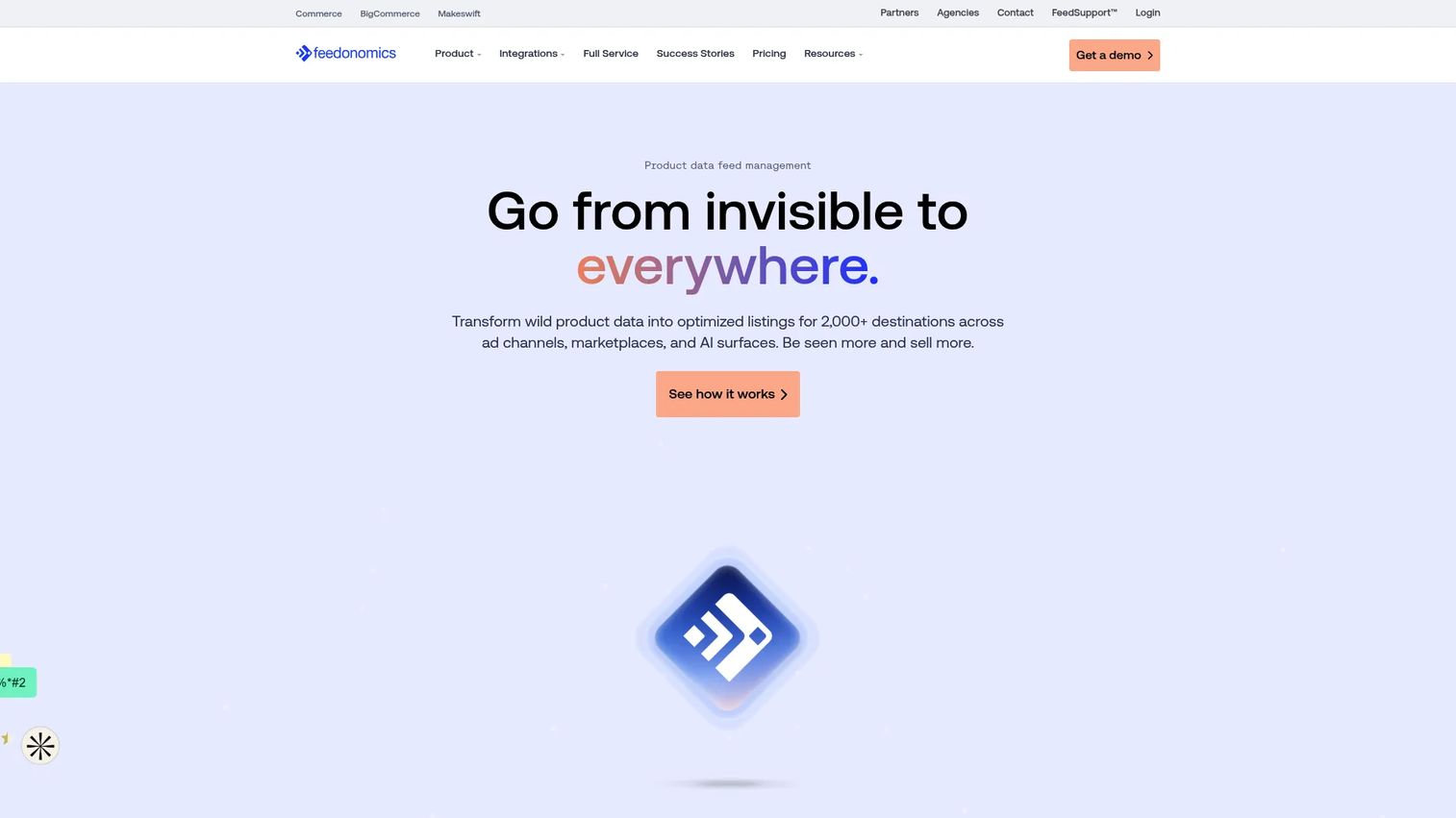 Feedonomics platform showing feed management and product data optimization