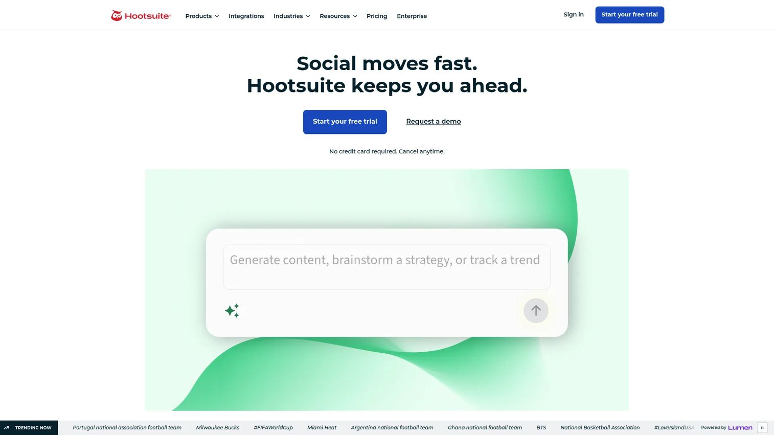 Hootsuite social media management dashboard