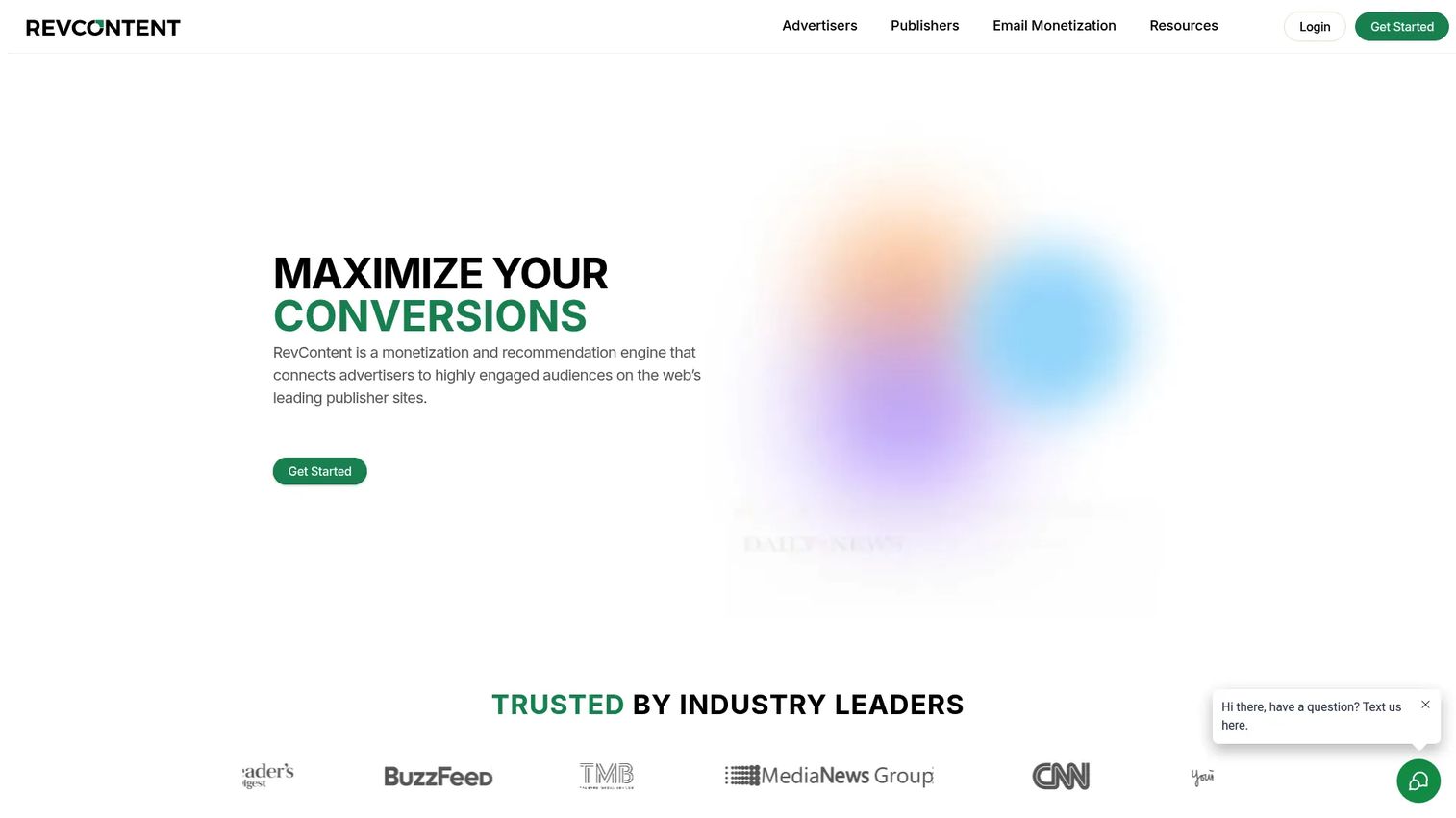 Revcontent native advertising platform homepage