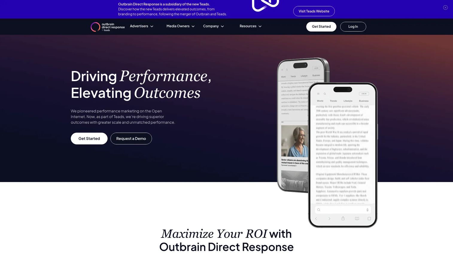 Outbrain native advertising platform homepage
