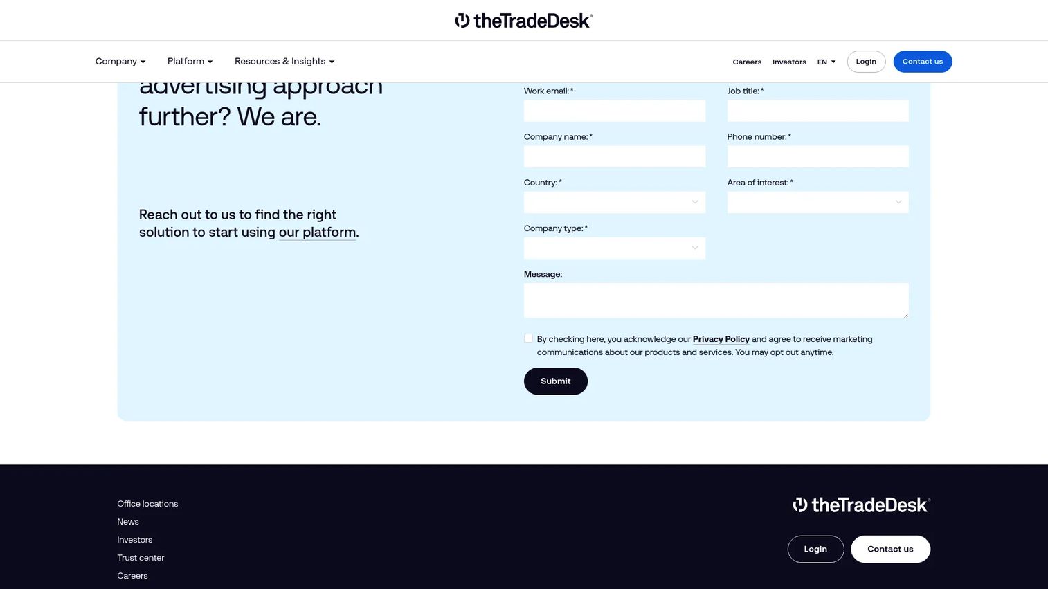 The Trade Desk homepage