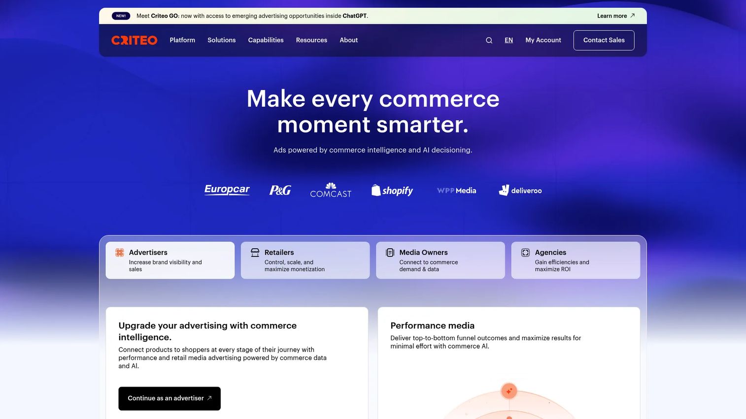 Criteo Commerce Growth homepage