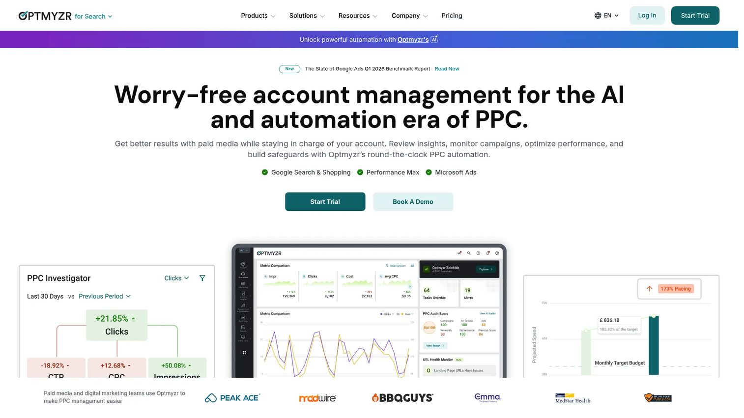 Optmyzr PPC management platform interface